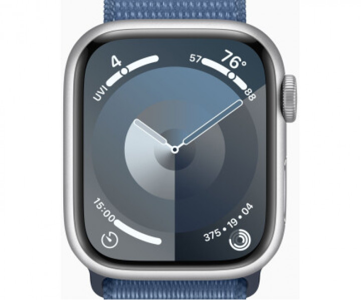 Apple Watch Series 9 GPS 41mm Silver Aluminum Case Winter Blue Sport Band (MR923)